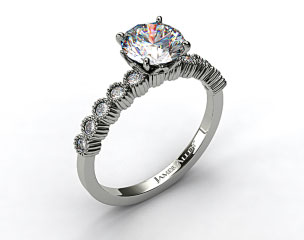 14K White Gold Lotus Flower Diamond Engagement Ring